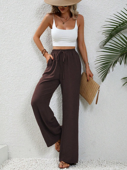 Damen weite Sommerhose mit elastischem Bund und lässigem Schnitt Heidi-Mode
