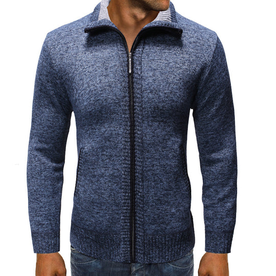 Herren Strickjacke mit Stehkragen und praktischen Taschen Heidi-Mode