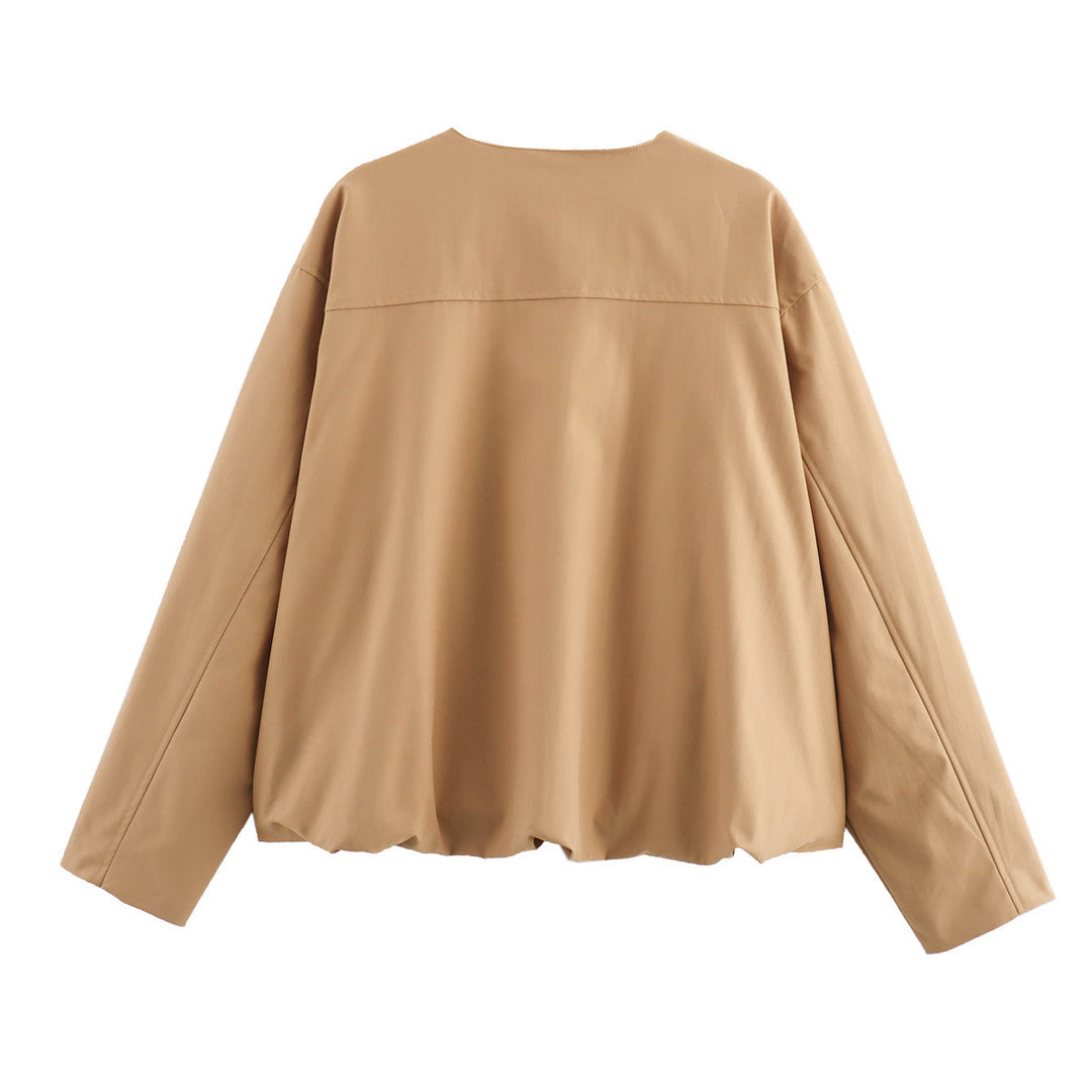 Damen lässige Steppjacke mit praktischen aufgesetzten Taschen und elastischem Bund Heidi-Mode
