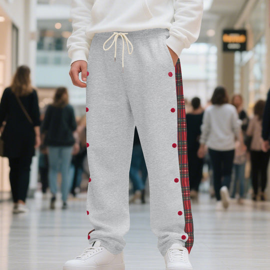Herren Jogginghose mit seitlichen Knöpfen und pattern akzenten Heidi-Mode