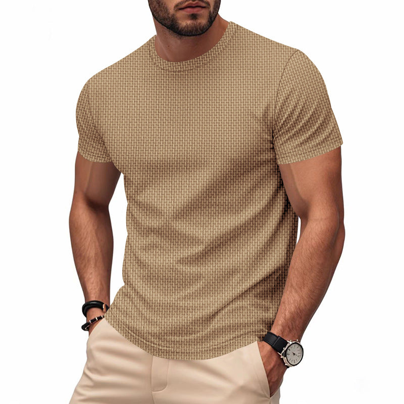 Herren Kurzarm T-Shirt mit strukturiertem Design und atmungsaktiver Baumwolle Heidi-Mode