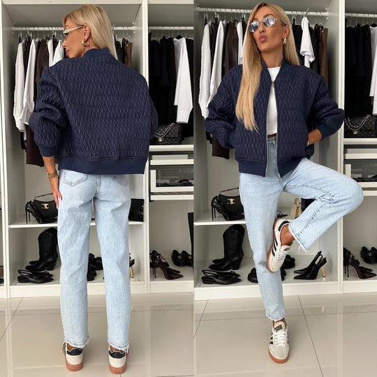 Damen elegante Steppjacke mit voluminösen Ärmeln Heidi-Mode