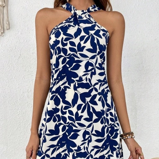 Damen Sommerliches Freizeitkleid mit dekorativem Halsband und floralem Print Heidi-Mode