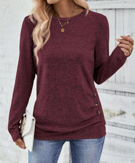 Damen lässiges Langarmshirt mit asymmetrischem Schnitt Heidi-Mode