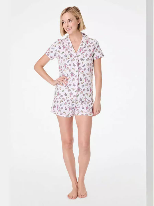 Damen Kurzarm Baumwoll Pyjama Set Heidi-Mode