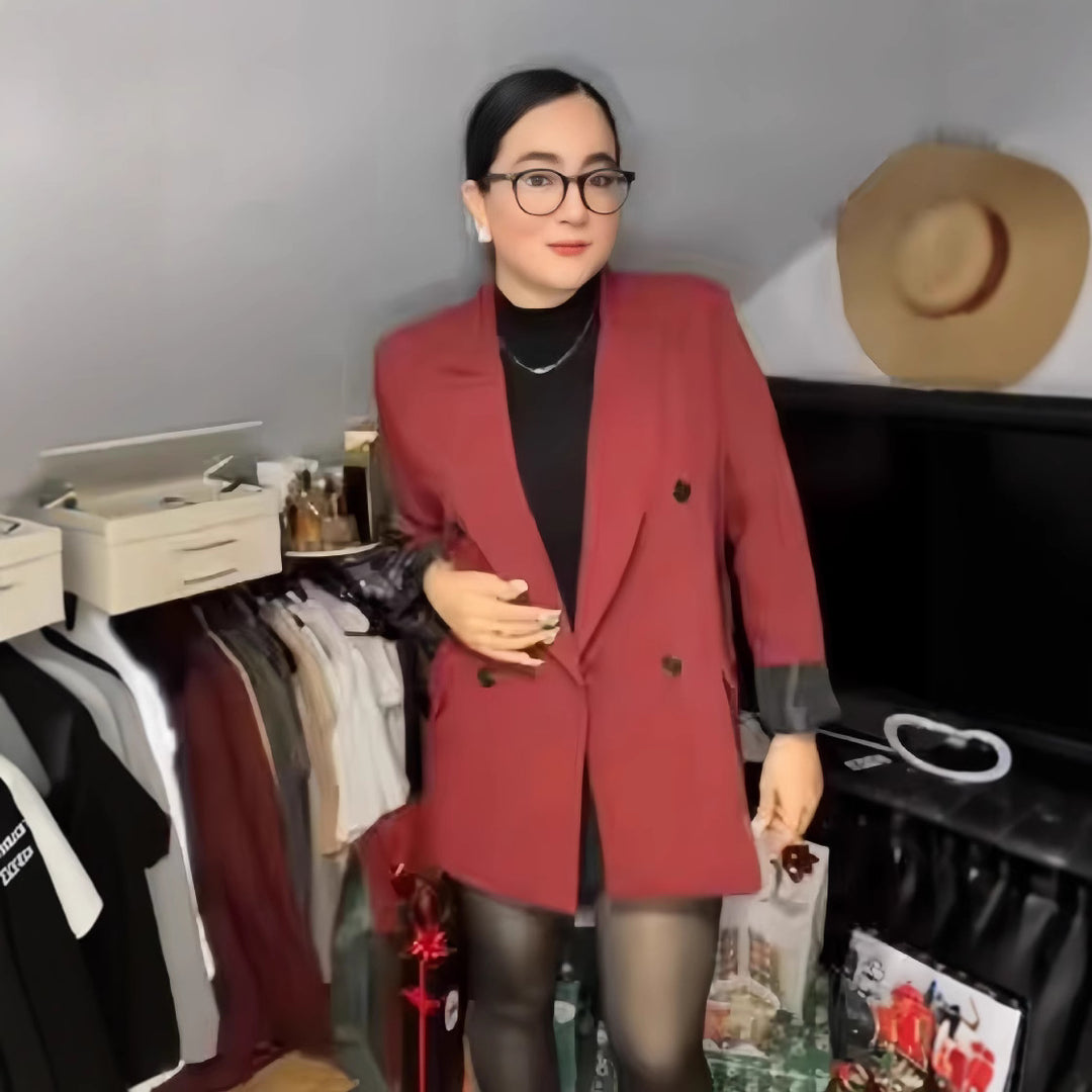 Damen Oversized Blazer mit doppelter Knopfreihe und lässigem Schnitt Heidi-Mode
