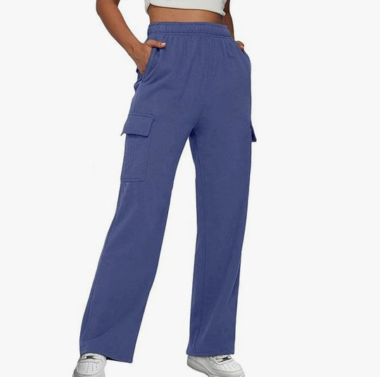 Damen Cargo-Hose mit weitem Bein und praktischen Seitentaschen Heidi-Mode