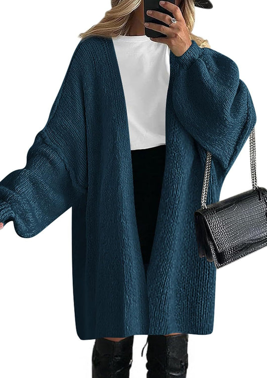 Damen Übergroßer Strickmantel mit offener Front und langen Ärmeln Heidi-Mode