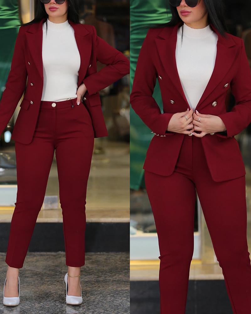 Damen Elegantes Anzug-Set mit tailliertem Blazer und schmalen Hosen Heidi-Mode