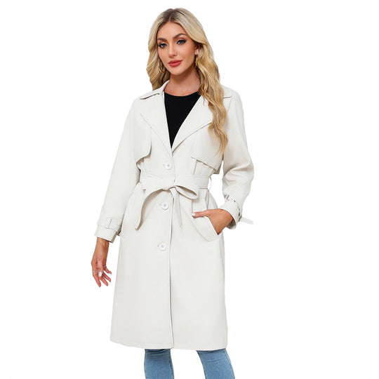 Damen modischer Trenchcoat aus hochwertigem Kunstleder Heidi-Mode