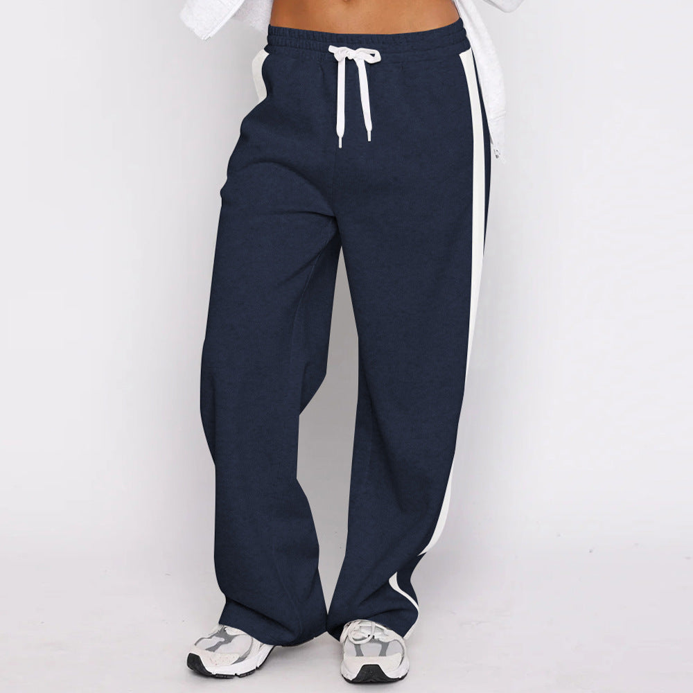 Damen sportliche Freizeithose mit elastischem Bund und seitlichen Kontraststreifen Heidi-Mode