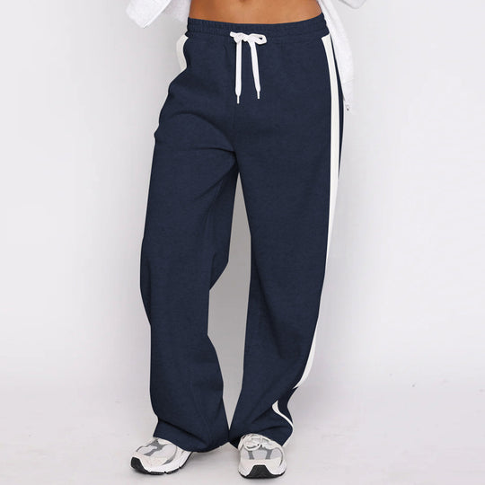 Damen sportliche Freizeithose mit elastischem Bund und seitlichen Kontraststreifen Heidi-Mode