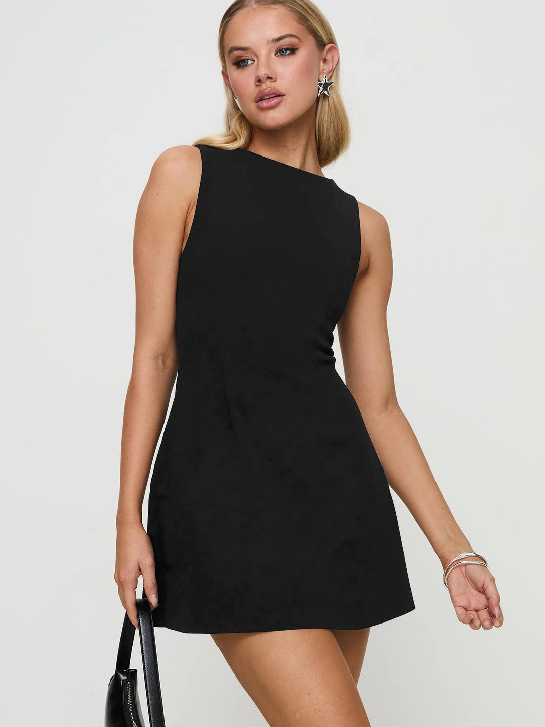 Damen schickes A-Linien-Kleid mit elegantem U-Ausschnitt Heidi-Mode