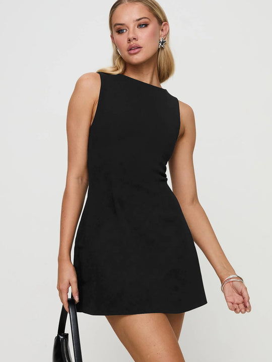 Damen schickes A-Linien-Kleid mit elegantem U-Ausschnitt Heidi-Mode