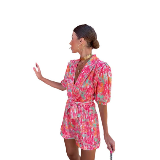 Damen Lebhaftes Print Lässiger Jumpsuit Heidi-Mode