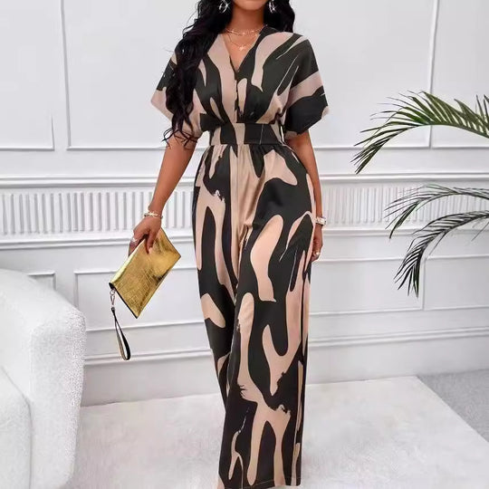 Damen Eleganter Jumpsuit mit weit geschnittenem Bein und raffiniertem Design Heidi-Mode