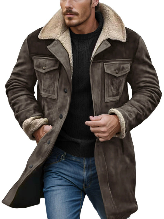 Herren Lammfelljacke im lässigen Utility-Stil mit großzügigen Taschen Heidi-Mode
