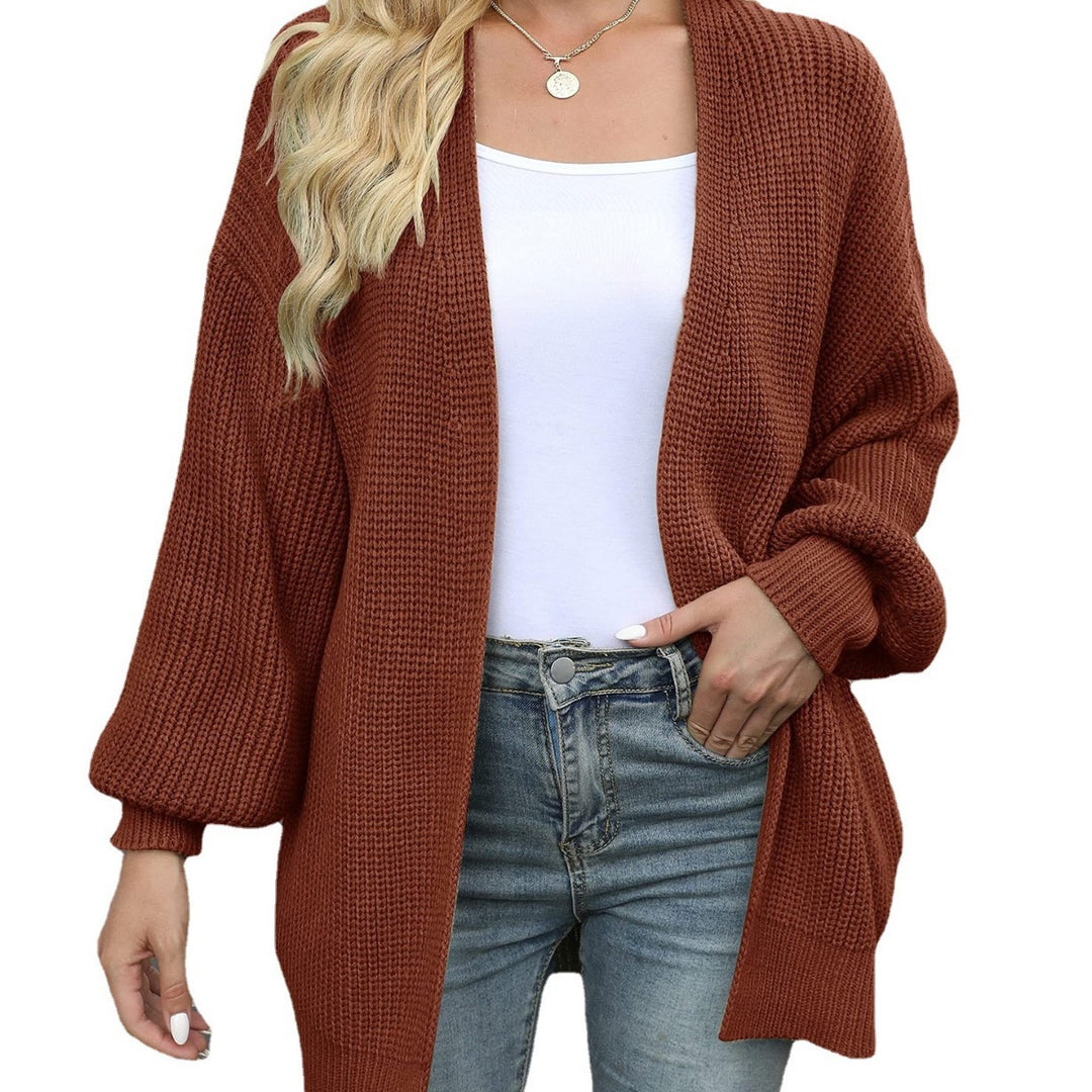 Damen Grob gestrickter Cardigan mit überschnittenen Schultern Heidi-Mode