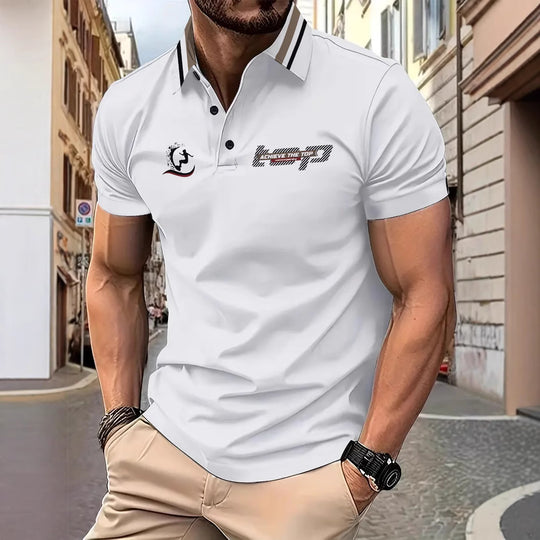 Herren Poloshirt mit sportlichem Logo und modernem Kragen Heidi-Mode