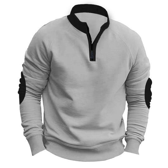 Herren Sportliches Sweatshirt mit Stehkragen und modischen Kontrastdetails Heidi-Mode