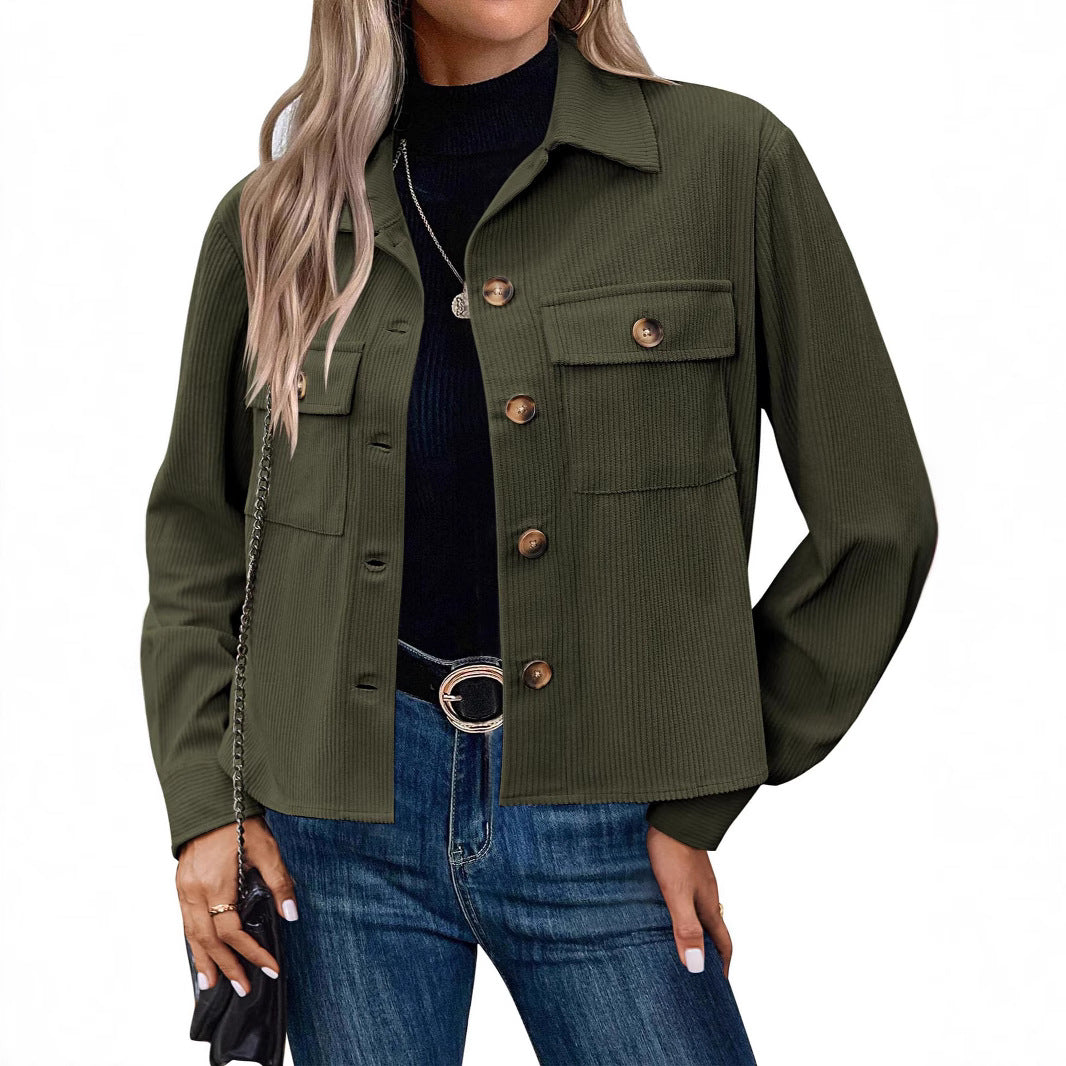Damen Cordjacke mit praktischen Brusttaschen Heidi-Mode