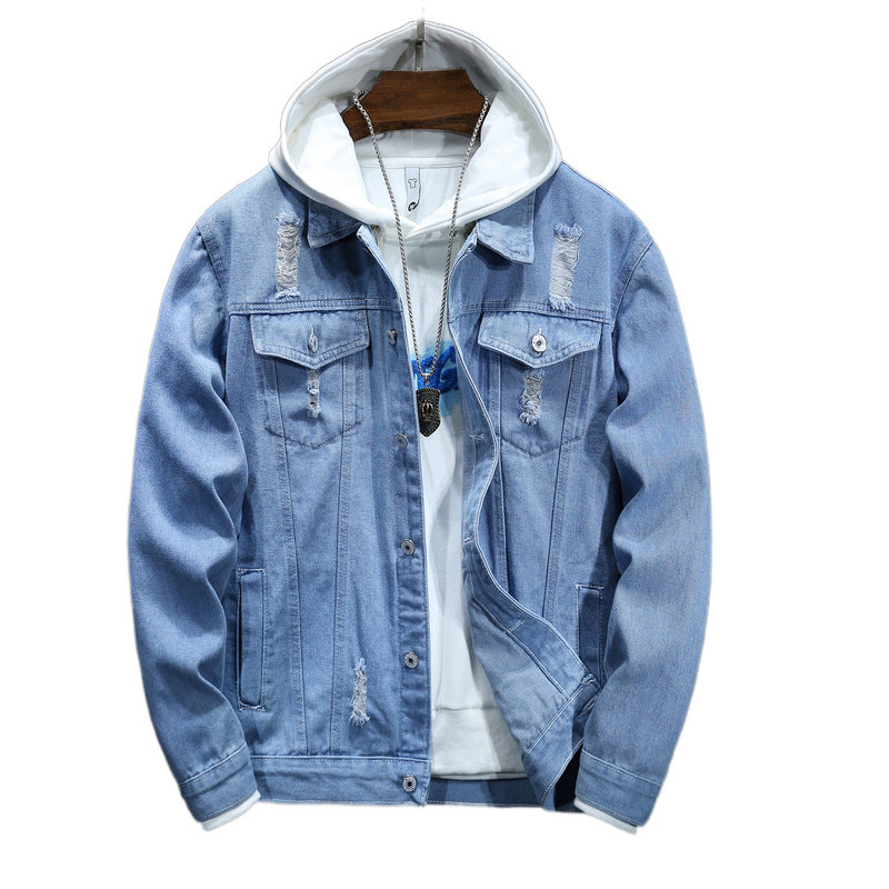 Herren lässige Jeansjacke mit bequemem Hoodie-Einsatz und modischen Details Heidi-Mode