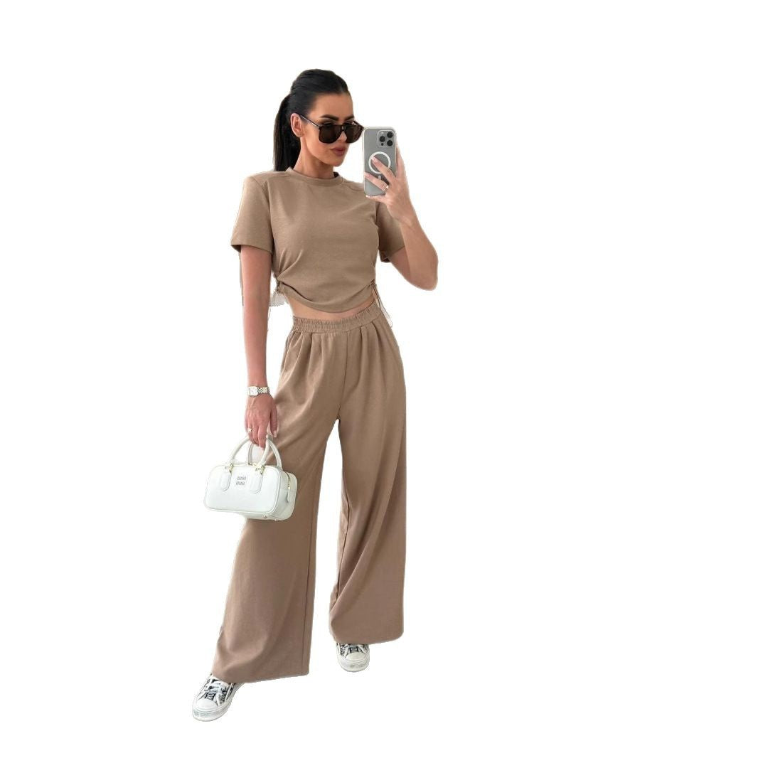 Damen lässiges Set aus Crop-Top und Jogginghose Heidi-Mode