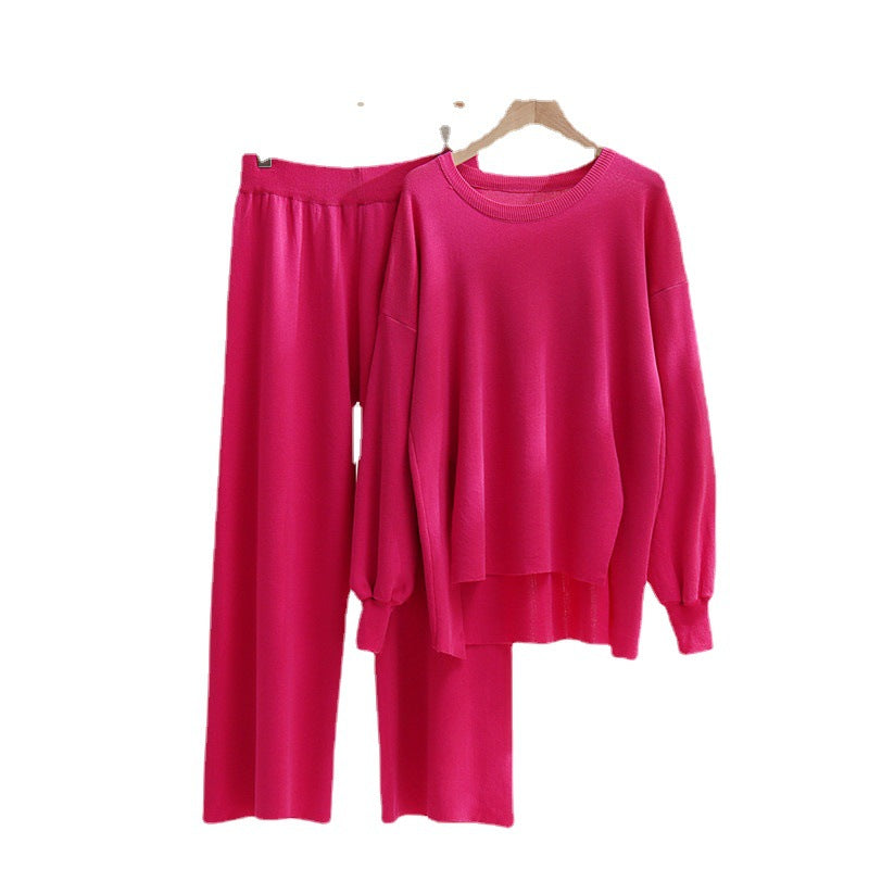 Damen lässiges Strickoberteil und Hose Set Heidi-Mode