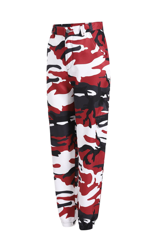 Damen Cargohose im modernen Camouflage-Stil mit elastischem Bund und Taschen Heidi-Mode