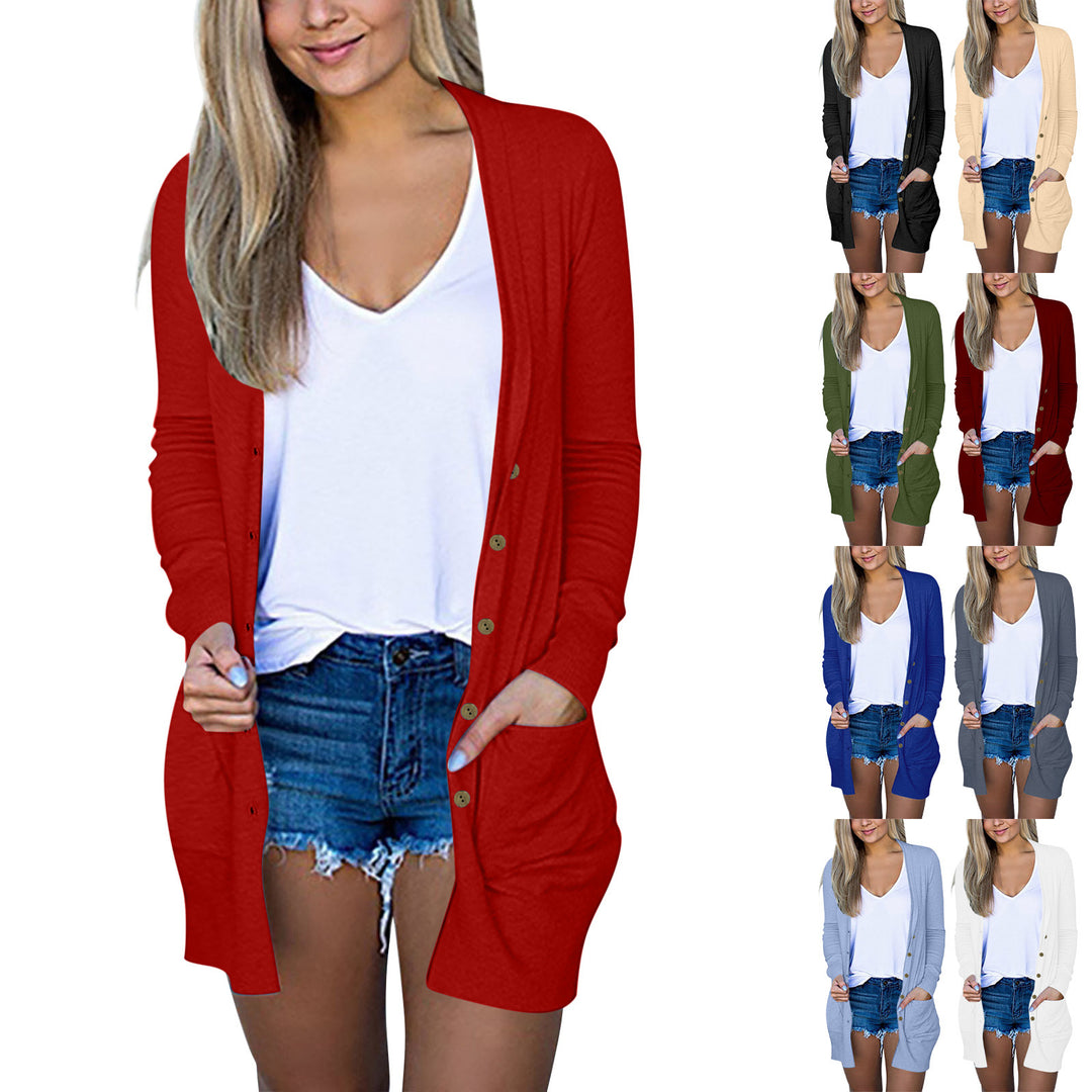 Damen lange Strickjacke mit Taschen Heidi-Mode
