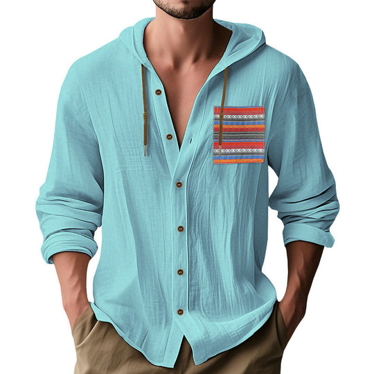 Herren Kapuzenshirt mit verspieltem Design und praktischer Knopfleiste Heidi-Mode