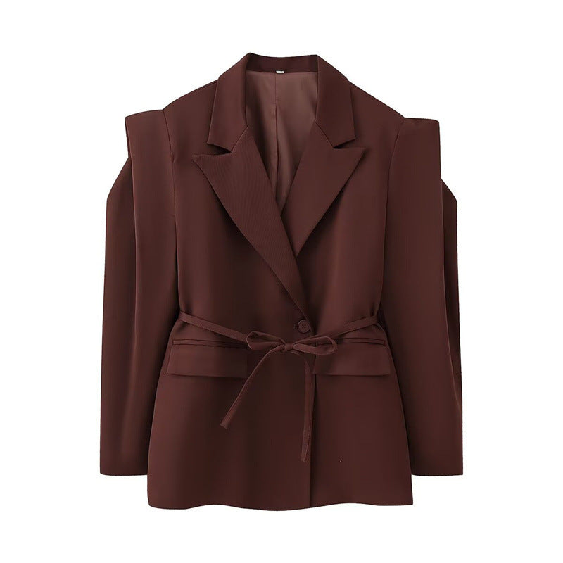 Damen modischer Blazer mit taillierbarem Gürtel und oversized Schnitt Heidi-Mode