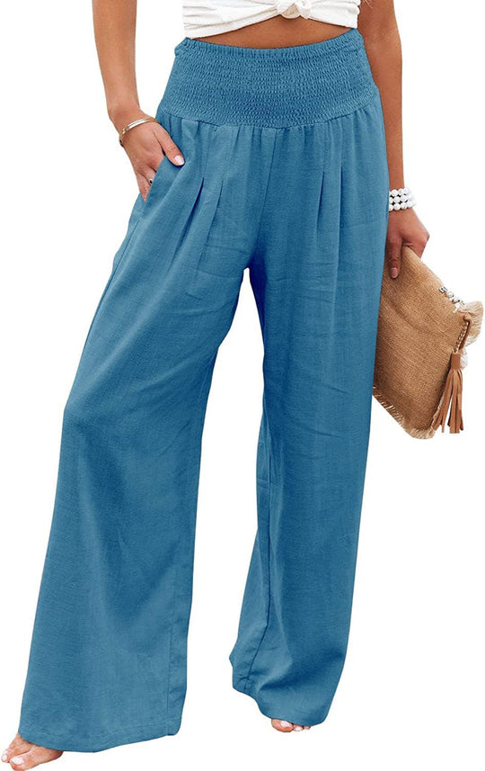 Damen Weite Sommerhose mit elastischem Bund und lockerer Passform Heidi-Mode