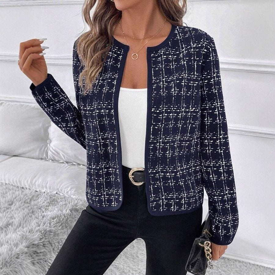 Damen strukturierte Blazerjacke mit Kontrastdetails Heidi-Mode