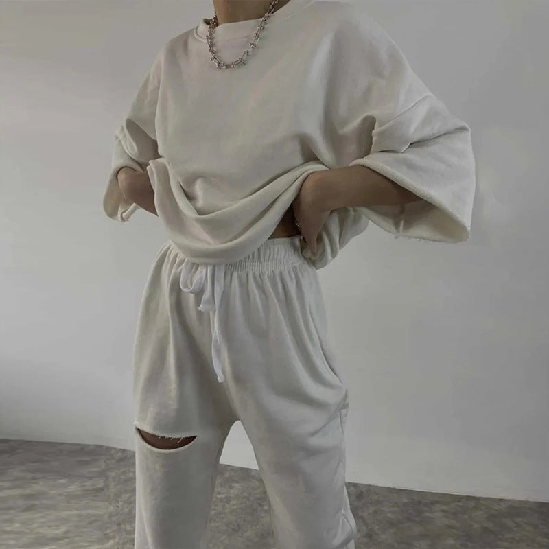 Damen lässiges Hoodie- und Jogginganzug-Set mit modernem Design Heidi-Mode
