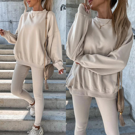 Damen Oversized Sweatshirt mit weitem Schnitt und strukturierten Ärmeln Heidi-Mode