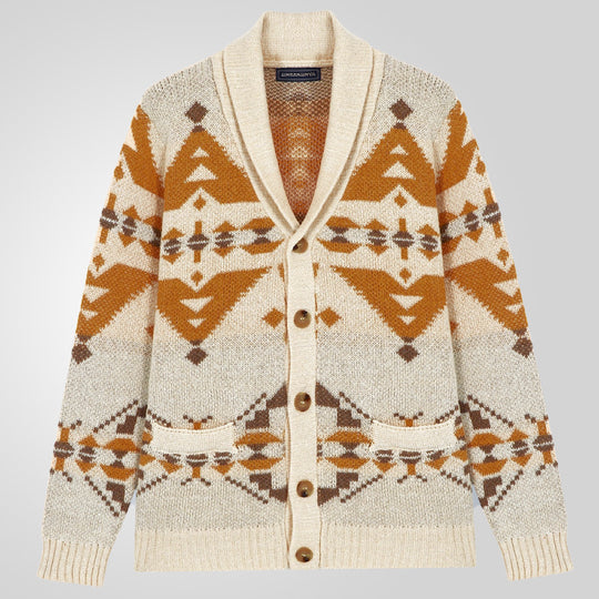 Herren Strickjacke mit geometrischem Muster und einem weichen, wärmenden Futter Heidi-Mode