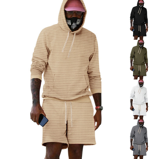 Herren lässiger Kapuzenpullover und Shorts Set aus atmungsaktivem Material Heidi-Mode