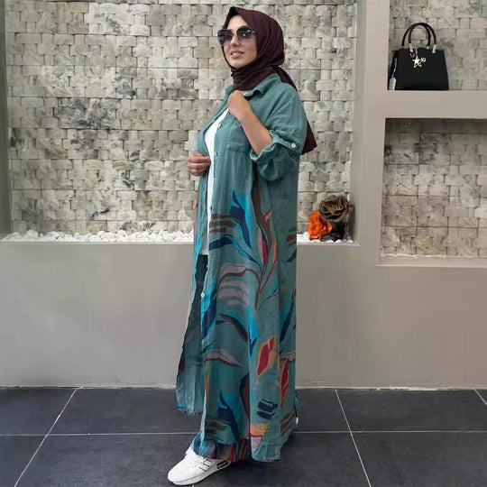 Heidi-Mode | Langer Cardigan Lässige Weite-Hosen Set
