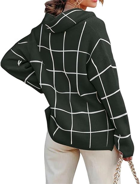 Damen Kariertes Hoodie mit Taschen und lässigem Schnitt Heidi-Mode