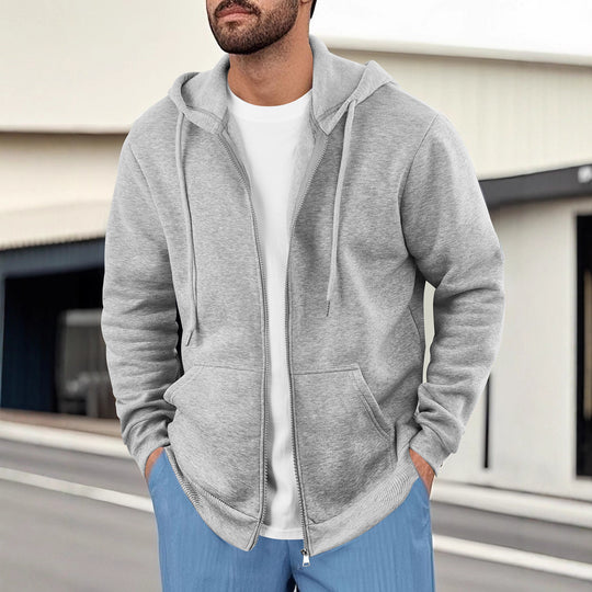Herren lässige Kapuzenjacke mit atmungsaktivem Sweatstoff und praktischen Taschen Heidi-Mode