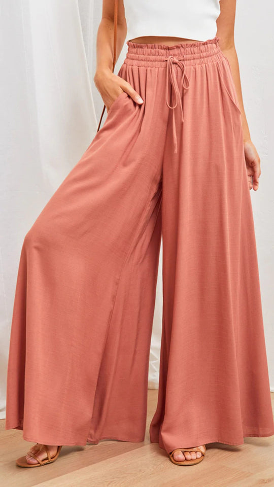 Heidi Mode | Elastischer Gürtel Weites Bein Hohe Taille Hose