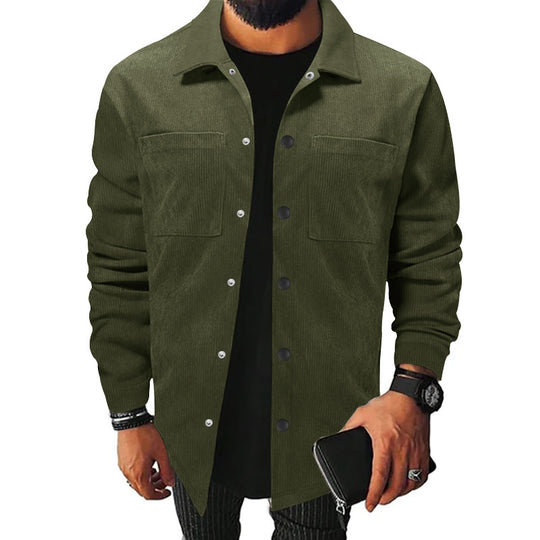 Herren Freizeit-Jacke aus strukturiertem Samt mit praktischen Brusttaschen Heidi-Mode
