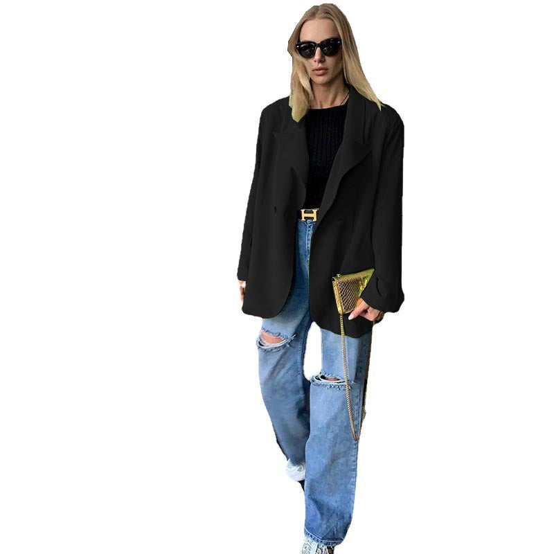 Damen Oversized Blazer mit Doppelknopf und elegantem Schnitt Heidi-Mode