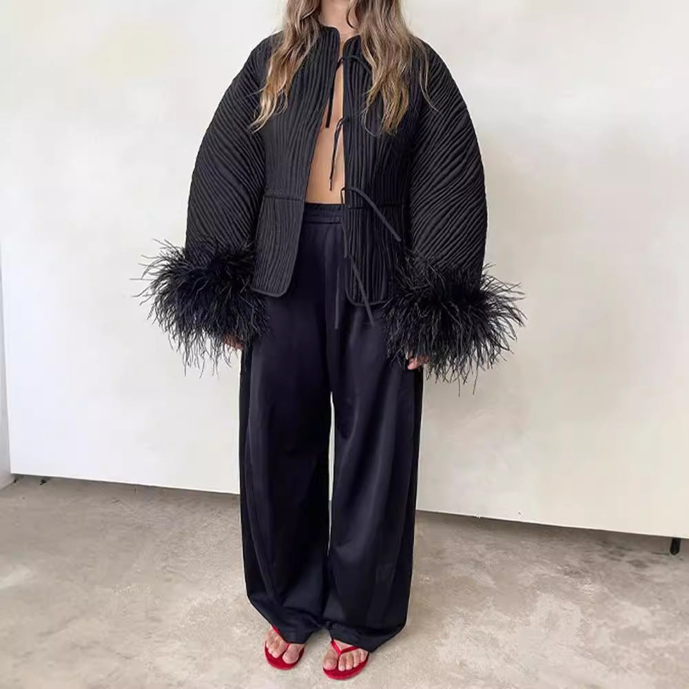 Damen Jacke mit Volantdetails und plissierter Struktur Heidi-Mode