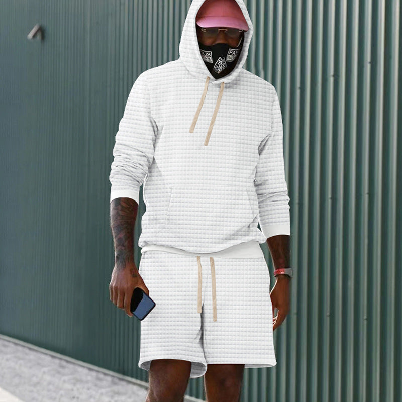Herren lässiger Kapuzenpullover und Shorts Set aus atmungsaktivem Material Heidi-Mode