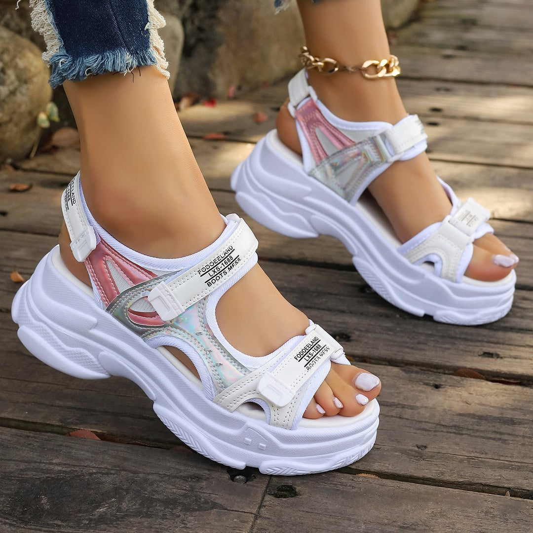 Damen Sportliche Sandalen mit verstellbaren Riemen und gepolstertem Fußbett Heidi-Mode