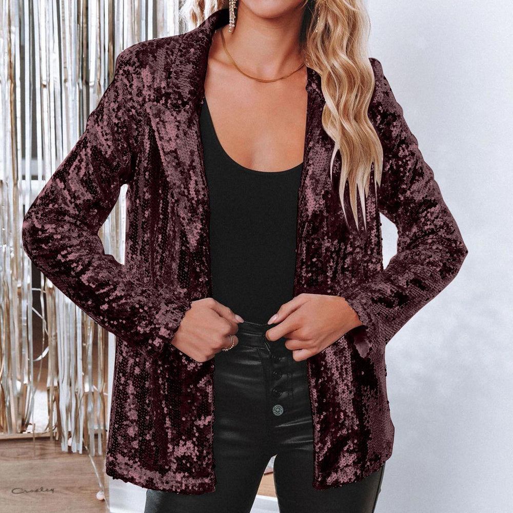 Damen Paillettenjacke mit weitem Schnitt und eleganten Details Heidi-Mode