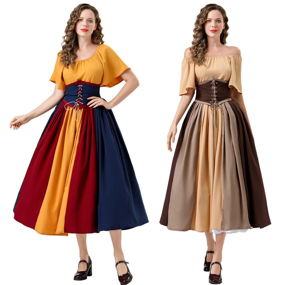 Damen Elegantes Maxikleid mit taillierter Schnürung und luftigen Ärmeln Heidi