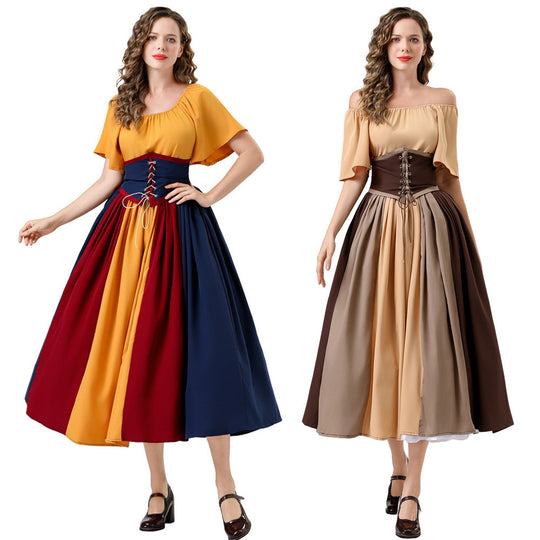 Damen Elegantes Maxikleid mit taillierter Schnürung und luftigen Ärmeln Heidi